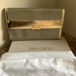 Jimmy Choo Reese XL Lamé Clutch-Light Bronze Dust Box